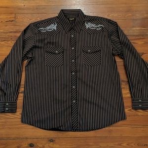 Liquid Snap Long Sleeve Black & Red Shirt 3XL